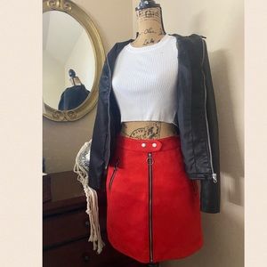 RED SUEDE SKIRT